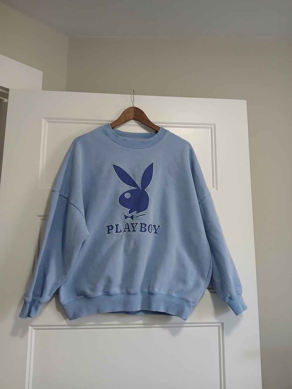 PacSun Light Blue Sweatshirt Oversized  Playboy Bunny Xs